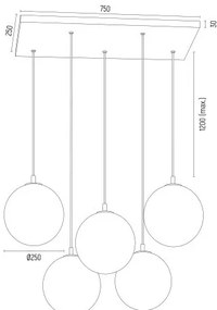 Lustra design modern cu 5 pendule Paloma