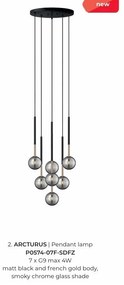 Lustra moderna cu 7 pendule Arcturus negru/ auriu