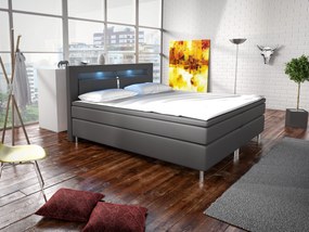 Pat matrimonial Boxspring 180 cm Marilia I (gri) (cu saltele). 611038