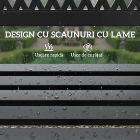 Outsunny Bancă de Grădină pentru Exterior, Bancă de Patio cu Brațe și Șezut cu Lamele, 2 Locuri pentru Grădină, Parc, Balcon, Mobilier Exterior, Negru | Aosom Romania