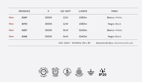 Aplica LED de perete ambientala TAHITI XL 36W neagra