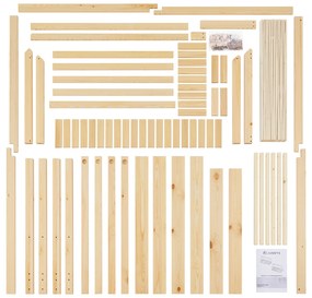 Pat copii Marli 90 x 200 cm cu grilaj cu lamele, natural