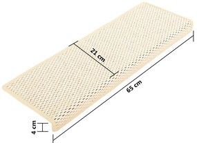 Covorase scari autoadezive, 15 buc., crem, 65x25 cm, sisal 15, Crem, 65 x 25 cm