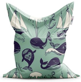 Sac de șezut Classic balaene - pentru copii, verde