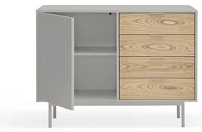 Comodă gri/în culoare naturală joasă cu aspect de lemn de stejar 108x80 cm Sierra – Teulat