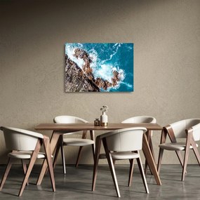 Tablou pe sticlă cu stânci și mare (70x50 cm)