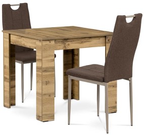 Set masă MDF cu 2 scaune maro, 80 x 80 x 75 cm,stejar Sonoma