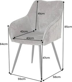 Set de 2 scaune pivotante, Metal Negru, Chenille Gri, AVIGNON A-46469 VC