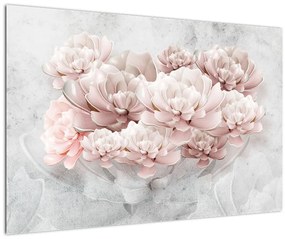 Tablou - Flori roz pe perete (90x60 cm)