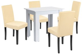 Set de masă Leon 4+1 alb-bej