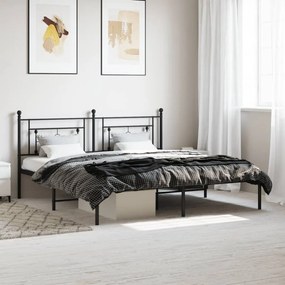 374343 vidaXL Cadru de pat metalic cu tăblie, negru, 180x200 cm