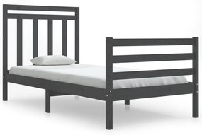 3105302 vidaXL Cadru de pat, gri, 90x200 cm, lemn masiv de pin