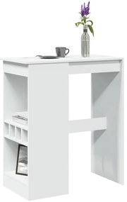 vidaXL Masă de bar cu raft, alb, 90x47,5x103,5 cm, lemn prelucrat