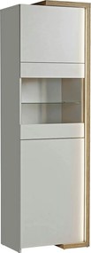 Vitrina DASAR, grej/stejar, PAL laminat/sticla, 64x40x203 cm