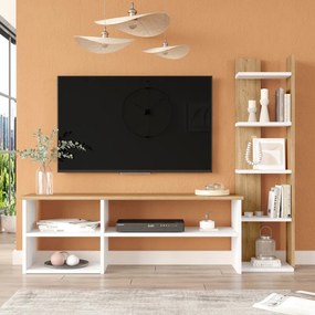 Set mobilier living Perla, Pako World, Alb-Natural, 120x29x41 cm