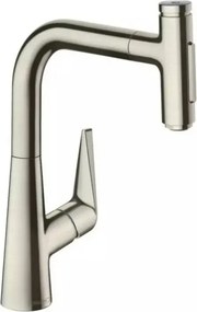 Baterie bucatarie cu dus extractibil crom periat Hansgrohe Talis M51 220 cu 2 jeturi