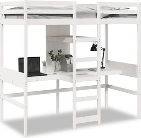 vidaXL Cadru pat supraetajat fără saltea alb 90x190 cm lemn masiv pin