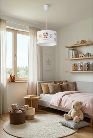 BRILAGI - Lustră LED suspendată pe cablu pentru copii BOBO, 1xE27/60W/230V, diametru 35 cm, alb/cu ursuleți