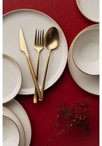 Set de veselă 16 piese bej/auriu/porțelan