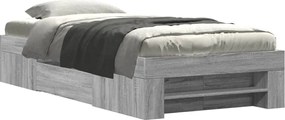 vidaXL Cadru de pat, gri sonoma, 75x190 cm, lemn prelucrat
