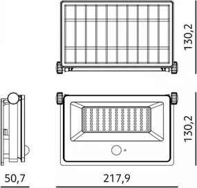 Proiector solar LED cu senzor NCS G2 LED/30W/3,7V 3000/4000/6500K IP54 5200 mAh
