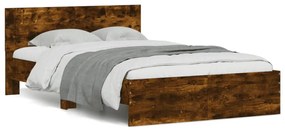 3207515 vidaXL Cadru de pat cu tăblie, stejar fumuriu, 120x190 cm