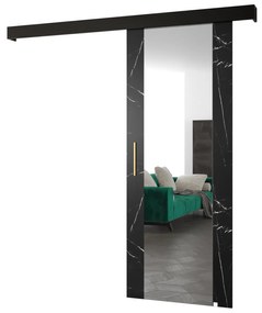 Uși culisante 90 cm Sharlene II (marmură negru + negru mat + auriu) (cu oglindă). 1043674