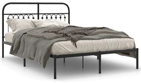 376600 vidaXL Cadru de pat metalic cu tăblie, negru, 140x190 cm