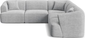 Colțar gri deschis cu tapițerie din catifea reiată Campi – Cosmopolitan Design