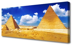 Tablou pe panza canvas Desert Piramidele Peisaj Galben Albastru