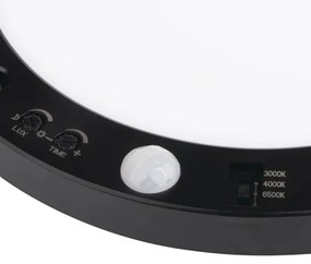 Corp de iluminat LED cu senzor 2 în 1 Kanlux 24605 ERGA LED/17W/230V 3000/4000/6500K negru