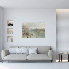 Tablou - Camille Pissarro, The Louvre, Afternoon, Rainy Weather, reproducere (90x60 cm)