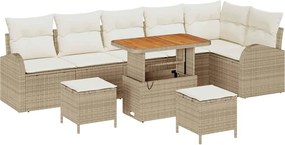 vidaXL Set de canapele pentru grădină cu pernă 9 pcs Bej și crem