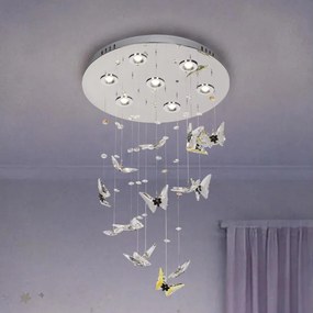 Plafonieră cu cristale LED MURU LED/24W/230V Ø 40 cm, crom lucios + telecomandă