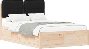 vidaXL Cadru de pat cu tăblie tapițată cu headboard Negru 120 x 190 cm