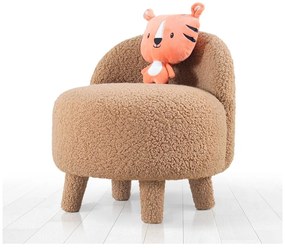 Fotoliu pentru copii maro cu tapițerie din stofă bouclé Moouv – Artie