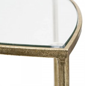Noptiera auriu antichizat din metal si sticla, 41,5x40x80,5 cm, Triangle Mauro Ferretti