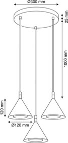 Brilagi - Lustră pe cablu CONE TRIPLE ROUND 3xGX53/15W/230V aurie