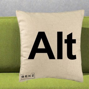 Perna Personalizata Tasta Alt Tipografie Bold, 40x40 cm, Bej, Husa Detasabila, Perna Inclusa, BEKZ®