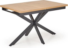 Masa extensibila HOLTER, stejar auriu/negru, 120/160x80x76 cm