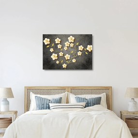Tablou pe sticlă - Arbust auriu pe fundal negru (70x50 cm)