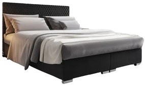 Pat matrimonial180 cm Boxspring Harlan Comfort (Negru) (cu somieră, saltea și sp. depozitare). 1055999