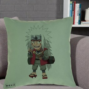 Perna Personalizata Naruto Jiraiya Sensei Chibi, 40x40 cm, Verde, Husa Detasabila, Perna Inclusa, BEKZ®