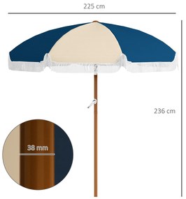 Outsunny Umbrelă de Grădină Înclinabilă cu Deschidere cu Manivelă și Orificiu de Aerisire, Ø213x234 cm, Albastru și Bej | Aosom Romania