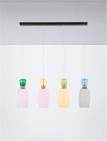Lustra cu 4 pendule LED design modern Pluma multicolor