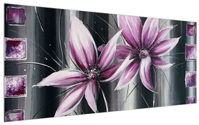 Tablou modern cu flori (120x50 cm), în 40 de alte dimensiuni noi