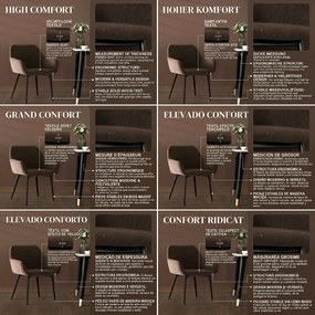 HOMCOM Set 2 Scaune de Dining Tapițate în Stil Nordic cu Brațe și Picioare din Oțel, 54x57x80 cm, Maro | Aosom Romania