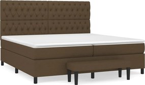 vidaXL Pat box spring cu saltea, maro închis, 200x200 cm, textil