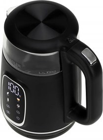 Cana electrica Adler AD 1305 BS, 1850/2200 W, 1,7 L, Control tactil, Afisaj LCD color, 5 setari de temperatura 40-100°C, Filtru anticalcar, Negru/Gri