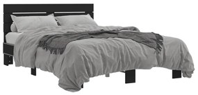 3280162 vidaXL Cadru de pat, negru, 135x190 cm, lemn prelucrat și metal